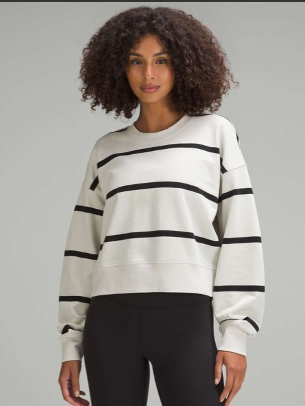 lululemon athletica Cream and Black perfectly oversized cropped crew Sweatshirt